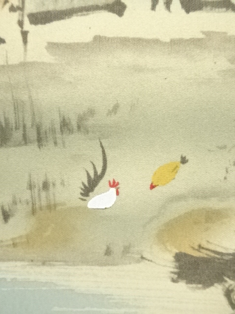 長尾梅友筆 四神相応山水図 肉筆絹本掛軸（共箱）：リサイクル